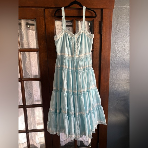 NWT Viral JessaKae Delores Tiered Blue White Midi Maxi Dress Size 1X - Picture 12 of 16